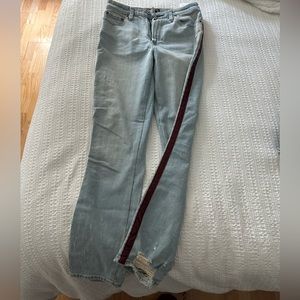 Abercrombie jeans with maroon and white detail